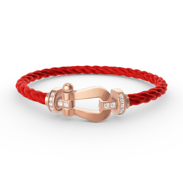 [Lumi Jewels]BRACELET FER À CHEVAL LARGE MOITIÉ DIAMANT OR ROSE