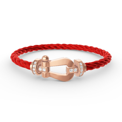 [Lumi Jewels]BRACELET FER À CHEVAL LARGE MOITIÉ DIAMANT OR ROSE