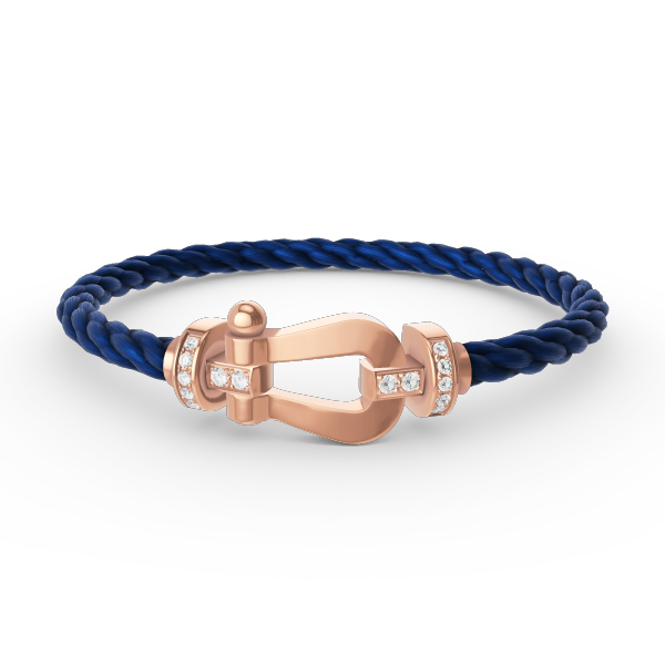 [Lumi Jewels]BRACELET FER À CHEVAL LARGE MOITIÉ DIAMANT OR ROSE