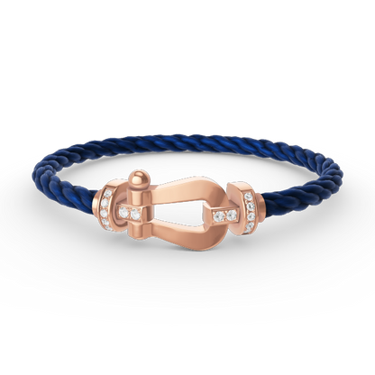 [Lumi Jewels]BRACELET FER À CHEVAL LARGE MOITIÉ DIAMANT OR ROSE