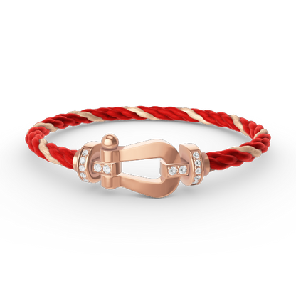 [Lumi Jewels]BRACELET FER À CHEVAL LARGE MOITIÉ DIAMANT OR ROSE