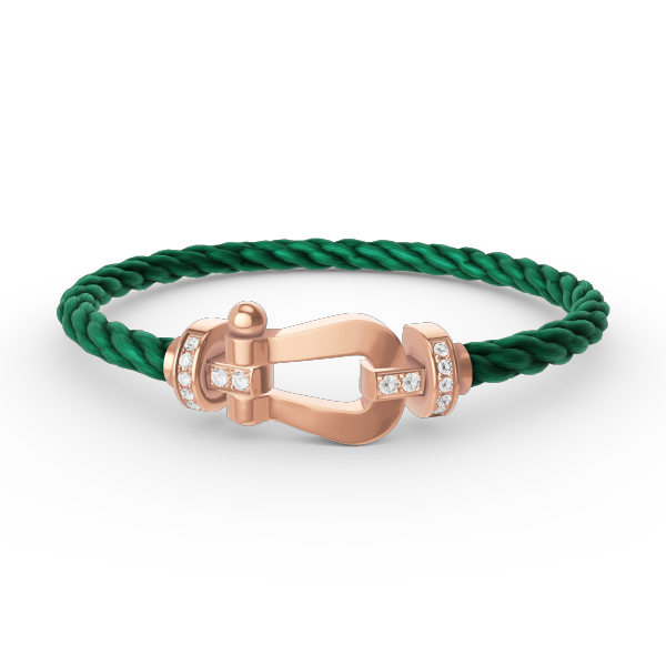 [Lumi Jewels]BRACELET FER À CHEVAL LARGE MOITIÉ DIAMANT OR ROSE