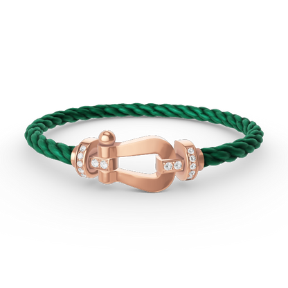 [Lumi Jewels]BRACELET FER À CHEVAL LARGE MOITIÉ DIAMANT OR ROSE