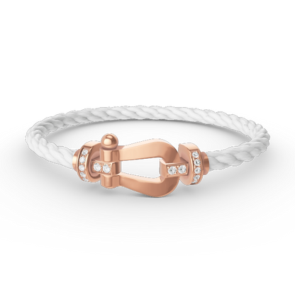 [Lumi Jewels]BRACELET FER À CHEVAL LARGE MOITIÉ DIAMANT OR ROSE