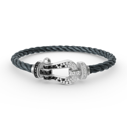 [Lumi Jewels]FORCE LARGE HORSESHOE BLACK WHITE DIAMOND BRACELET SILVER