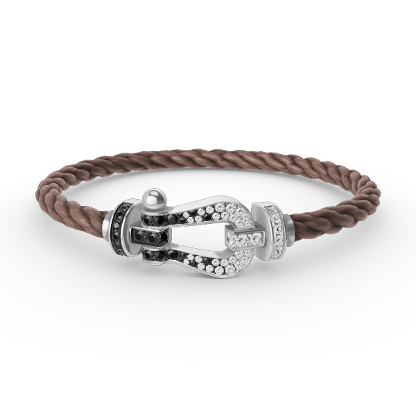 [Lumi Jewels]FORCE LARGE HORSESHOE BLACK WHITE DIAMOND BRACELET SILVER
