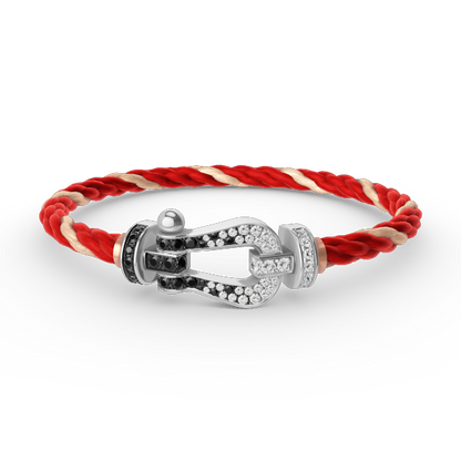 [Lumi Jewels]FORCE LARGE HORSESHOE BLACK WHITE DIAMOND BRACELET SILVER