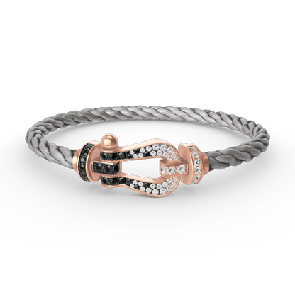 [Lumi Jewels]FORCE LARGE HORSESHOE BLACK WHITE DIAMOND BRACELET ROSE GOLD