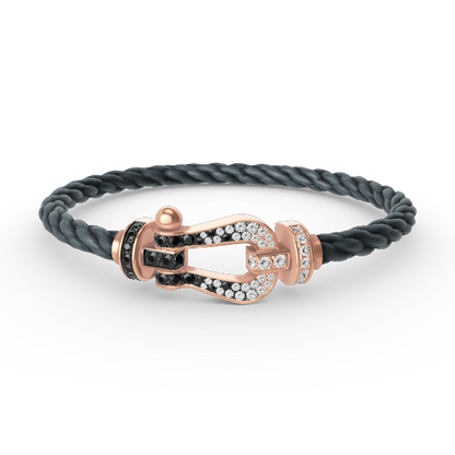 [Lumi Jewels]FORCE LARGE HORSESHOE BLACK WHITE DIAMOND BRACELET ROSE GOLD