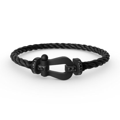 [Lumi Jewels]BRACELET SAMURAI NOIR EN FER À CHEVAL GRANDE SÉRIE FORCE