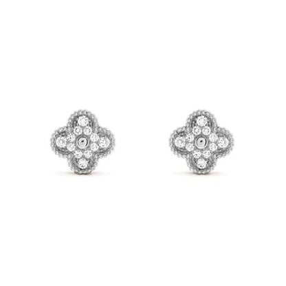 [Lumi Jewels]CLOVER 1 MOTIFS DIAMOND STUD EARRINGS SILVER