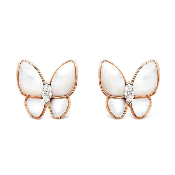 [Lumi Jewels]BOUCLES D'OREILLES PAPILLON NACRE ET DIAMANTS
