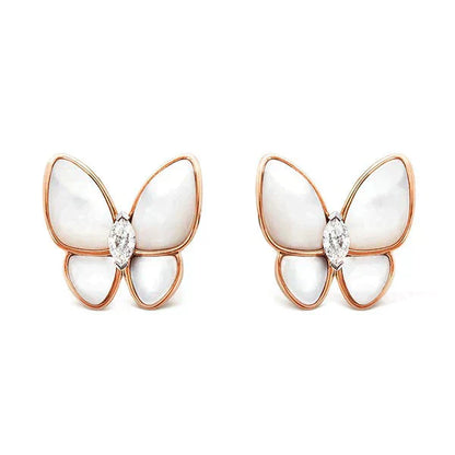 [Lumi Jewels]BOUCLES D'OREILLES PAPILLON NACRE ET DIAMANTS
