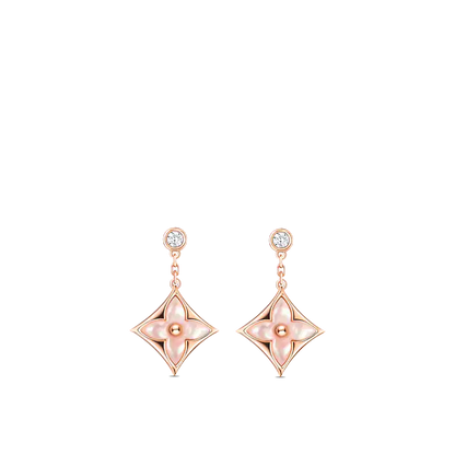 [Lumi Jewels]DOUBLE STAR PINK GOLD MOP DROP EARRINGS