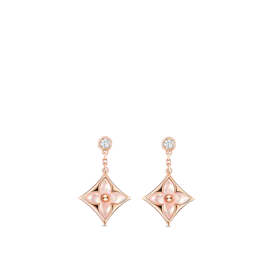 [Lumi Jewels]DOUBLE STAR PINK GOLD MOP DROP EARRINGS