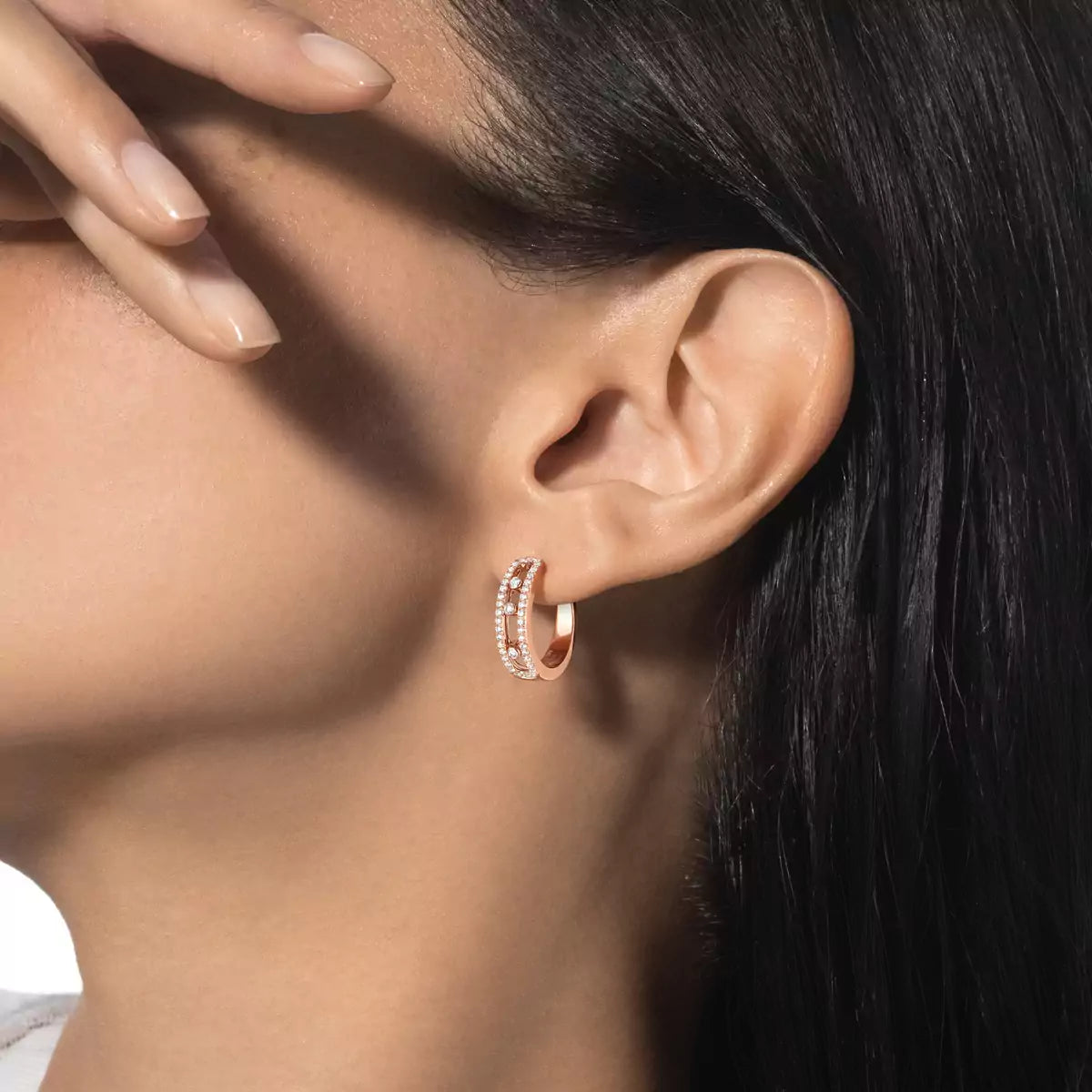[Lumi Jewels]Diamond Pave_ Hoop Earrings Move