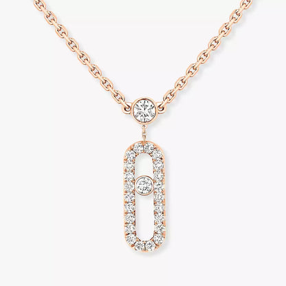 [Lumi Jewels]2 Rows Rose Gold Diamond Pave_ Necklace Move Uno