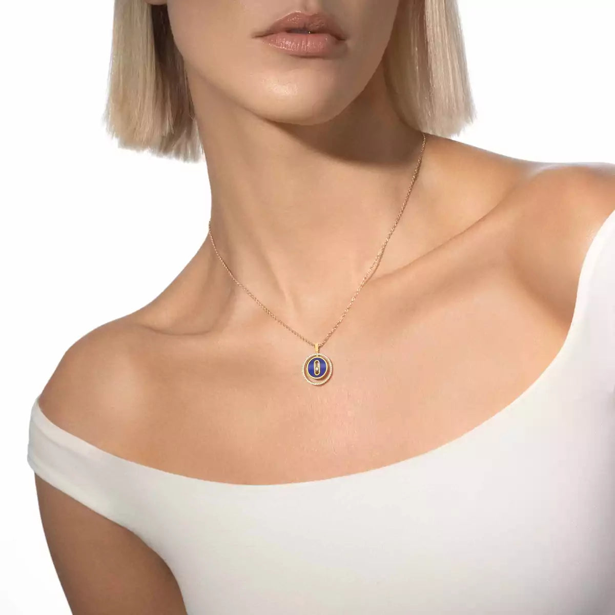 [Lumi Jewels]Lucky Move Diamond Necklace in Rose Gold and White Mother-of-Pearl