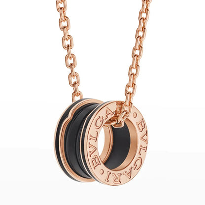 [Lumi Jewels]COLLIER ZERO 1 CÉRAMIQUE NOIRE OR ROSE