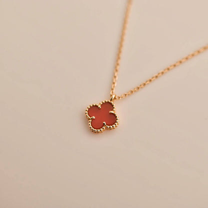 [Lumi Jewels]COLLIER TRÈFLE MINI 9,5 MM CORNALINE BLANCHE
