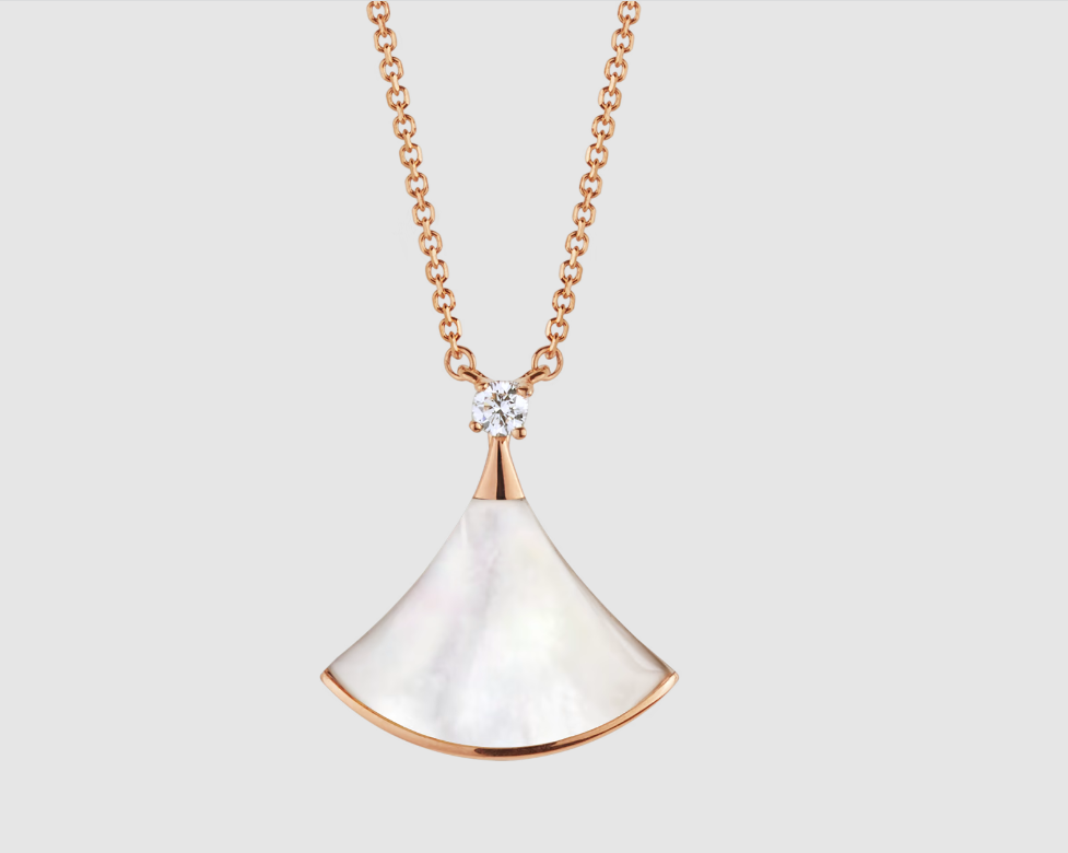 [Lumi Jewels]COLLIER RÊVE NACRE BLANCHE OR ROSE 1 DIAMANT