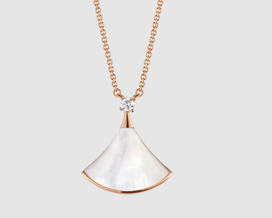 [Lumi Jewels]DREAM NECKLACE WHITE MOP PINK GOLD 1 DIAMOND