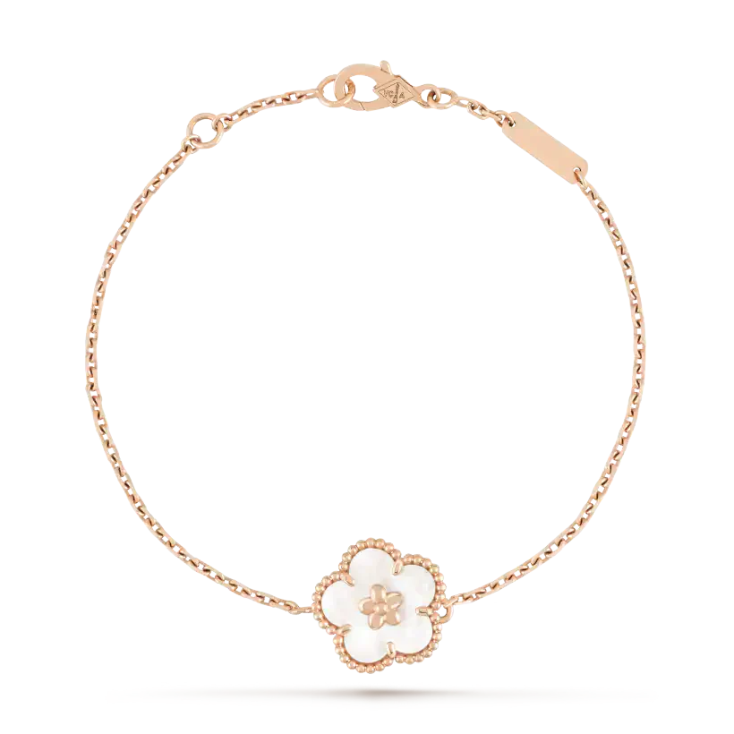 [Lumi Jewels]BRACELET BLANC MOP FLEUR DE PRUNIER PORTE-BONHEUR