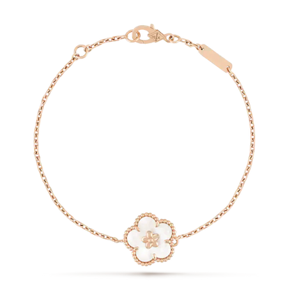 [Lumi Jewels]BRACELET BLANC MOP FLEUR DE PRUNIER PORTE-BONHEUR