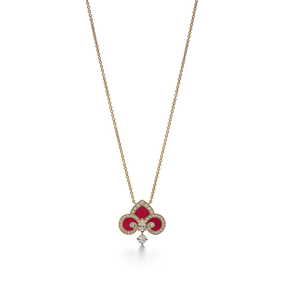 [Lumi Jewelry]FLEUR DE LIS PINK GOLD DIAMOND NECKLACE