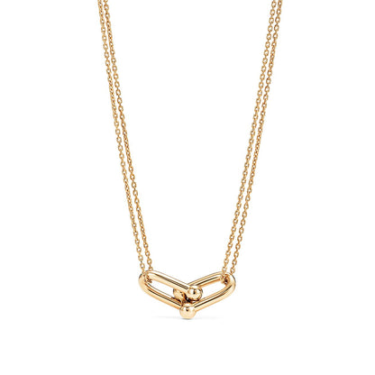 [Lumi Jewelry]HARDWEAR GOLD DOUBLE LINK NECKLACE