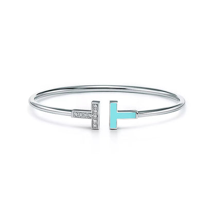 [Lumi Jewelry]T BRACELET 1.8MM TURQUOISE DIAMOND SILVER