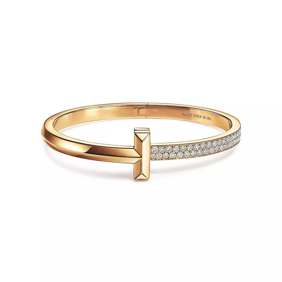 [Lumi Jewelry]T1 WIDE DIAMOND HINGED BANGLE PINK GOLD