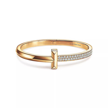 [Lumi Jewelry]T1 WIDE DIAMOND HINGED BANGLE PINK GOLD