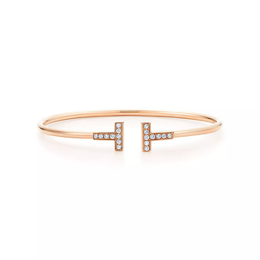 [Lumi Jewelry]T BRACELET PINK GOLD 1.8MM DIAMOND