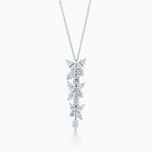 [Lumi Jewelry]MIXED CLUSTER DIAMOND DROP PENDANT