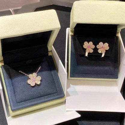 [Lumi Jewels]BOUCLES D'OREILLES FLEUR EN OR ROSE FRIVOLE ET DIAMANTS