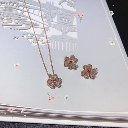 [Lumi Jewels]BOUCLES D'OREILLES FLEUR EN OR ROSE FRIVOLE ET DIAMANTS