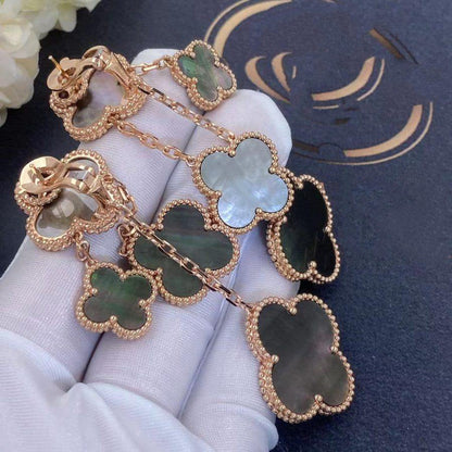 [Lumi Jewels]CLOVER EARRINGS DARK MOP 4 MOTIFS ROSE GOLD