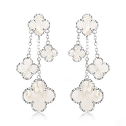 [Lumi Jewels]CLOVER EARRINGS WHITE MOP 4 MOTIFS SILVER