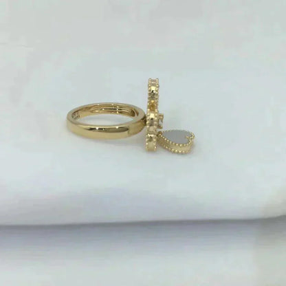 [Lumi Jewels]BAGUE TRÈFLE BLANC EN NACRE DOUCE