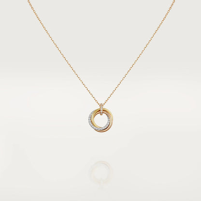 [Lumi Jewels]COLLIER TRINITY ARGENT OR OR ROSE DIAMANTS