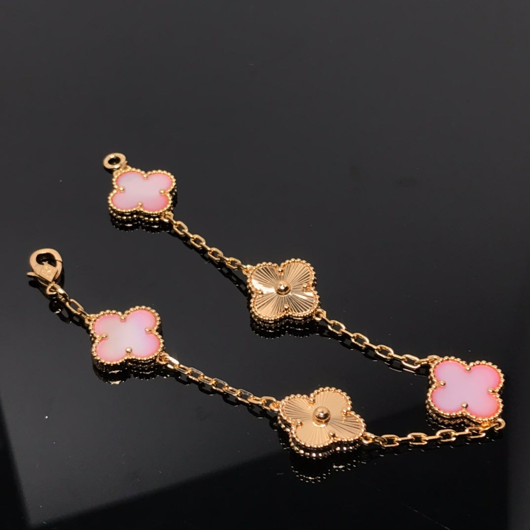 [Lumi Jewels]BRACELET TRÈFLE 5 MOTIFS OR ROSE ET ROSE
