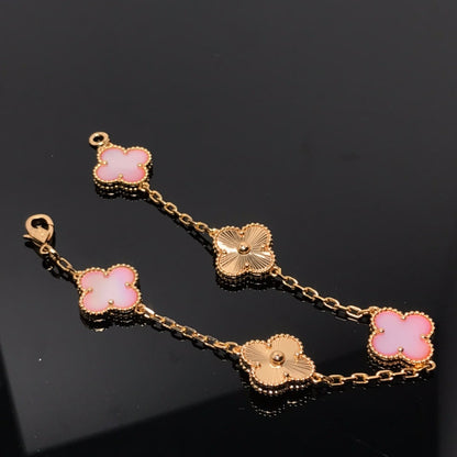 [Lumi Jewels]BRACELET TRÈFLE 5 MOTIFS OR ROSE ET ROSE