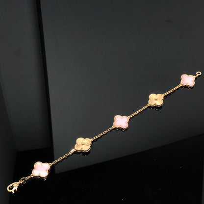 [Lumi Jewels]BRACELET TRÈFLE 5 MOTIFS OR ROSE ET ROSE