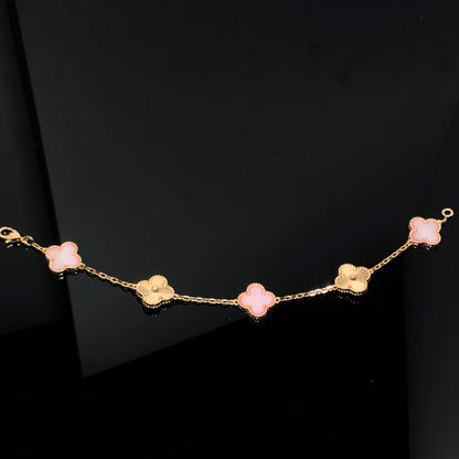 [Lumi Jewels]BRACELET TRÈFLE 5 MOTIFS OR ROSE ET ROSE
