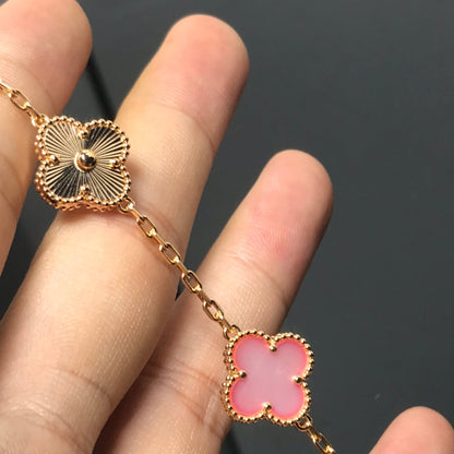 [Lumi Jewels]BRACELET TRÈFLE 5 MOTIFS OR ROSE ET ROSE