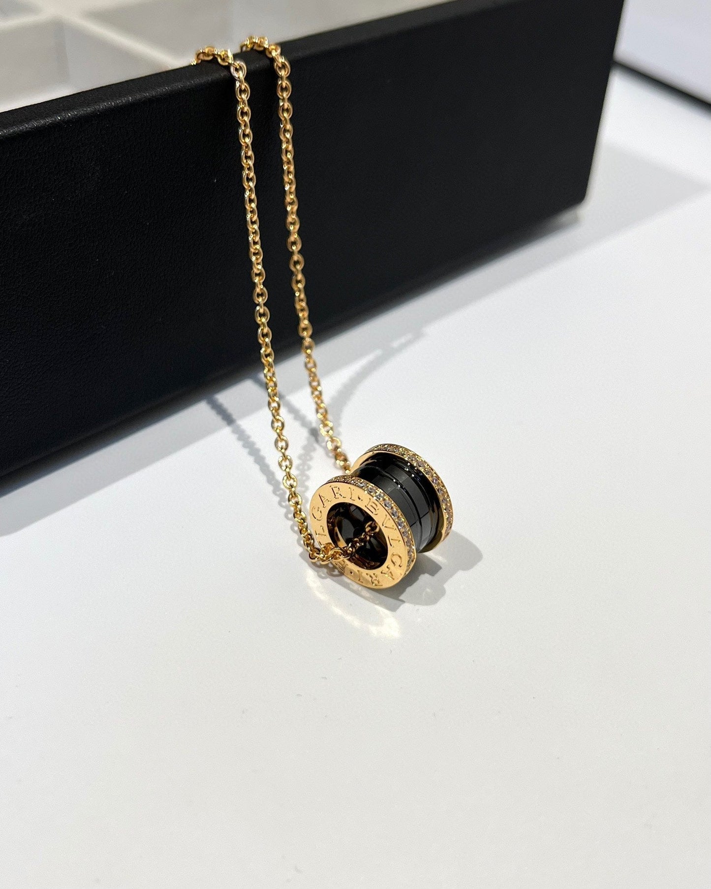 [Lumi Jewels]COLLIER ZÉRO 1 EN CÉRAMIQUE NOIRE, DIAMANT ET OR ROSE