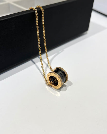 [Lumi Jewels]COLLIER ZÉRO 1 EN CÉRAMIQUE NOIRE, DIAMANT ET OR ROSE