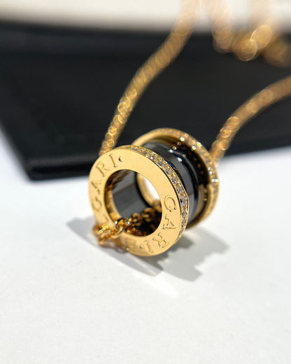 [Lumi Jewels]COLLIER ZÉRO 1 EN CÉRAMIQUE NOIRE, DIAMANT ET OR ROSE