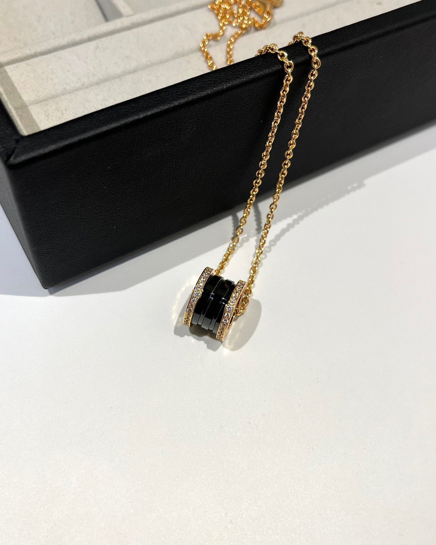 [Lumi Jewels]COLLIER ZÉRO 1 EN CÉRAMIQUE NOIRE, DIAMANT ET OR ROSE